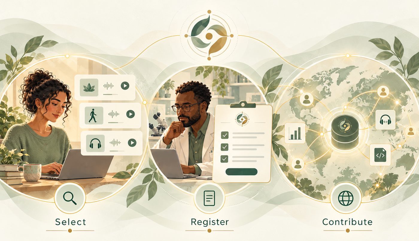 SOMA research workflow showing selection of materials, study registration, and contribution to cumulative research.